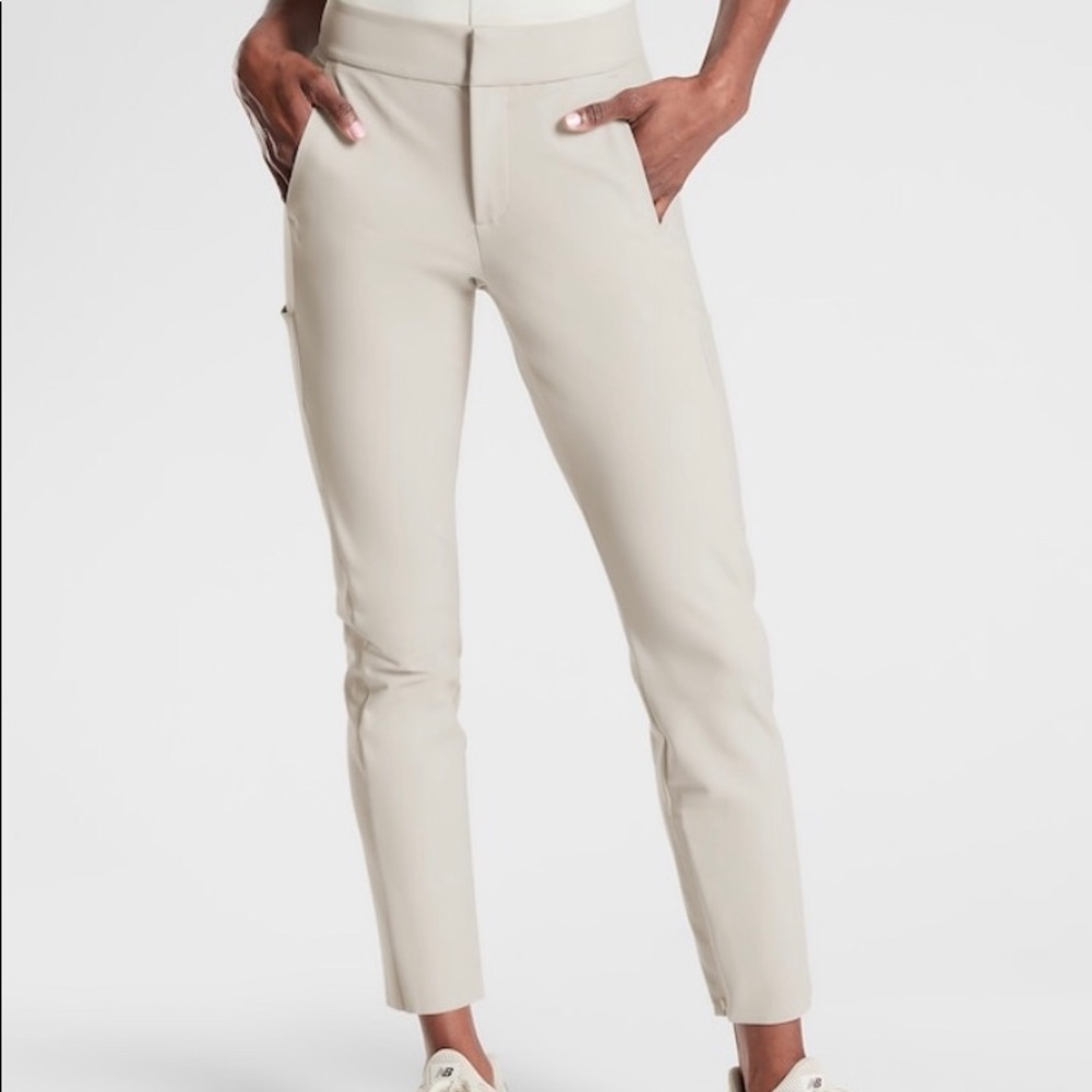 Athleta Wander Slim Pant beige silver grey